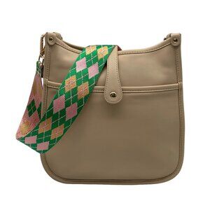 Unbranded Taupe Faux Leather Saddle Crossbody